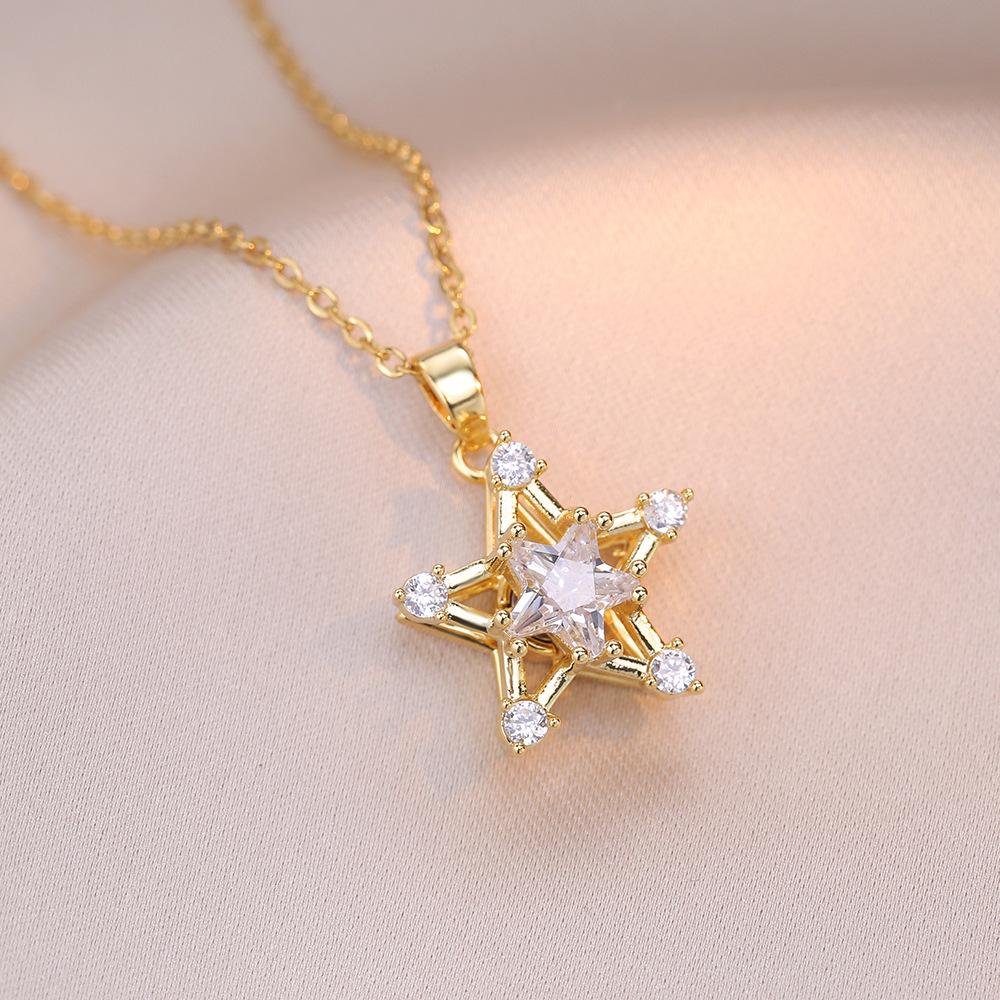 Модное вращающееся ожерелье со звездой для женщин, новинка 2024 года, цепочка из нержавеющей стали, ювелирные изделия, аксессуары для вечеринок