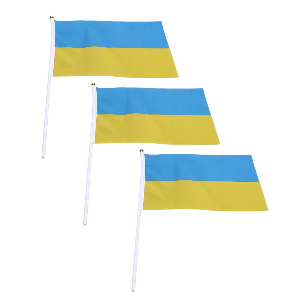 10 комплектов ручных флагов Украины из полиэстера, устойчивых к выцветанию, мини-легкие ручные флаги Украины