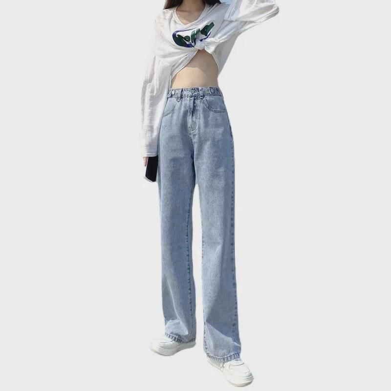 Женские широкие джинсы с высокой талией и множеством пуговиц, регулируемые, для осени/зимы