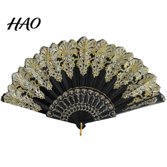 Dancing Fan Folding with Hanging Ring Smooth Opening Comfortable Grip Dance Clear Pattern Chinese Style Fabric School Supply