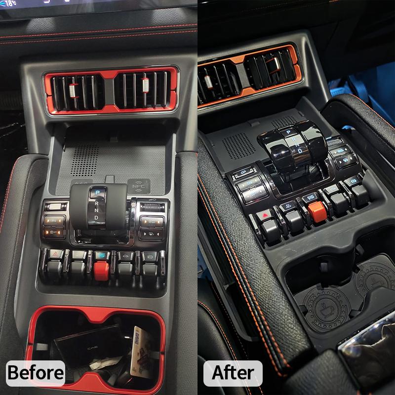 Для BYD Shark 6 Многофункциональный защитный чехол Хранение на центральной консоли Площадка для беспроводной зарядки Силиконовый подстаканник Аксессуары