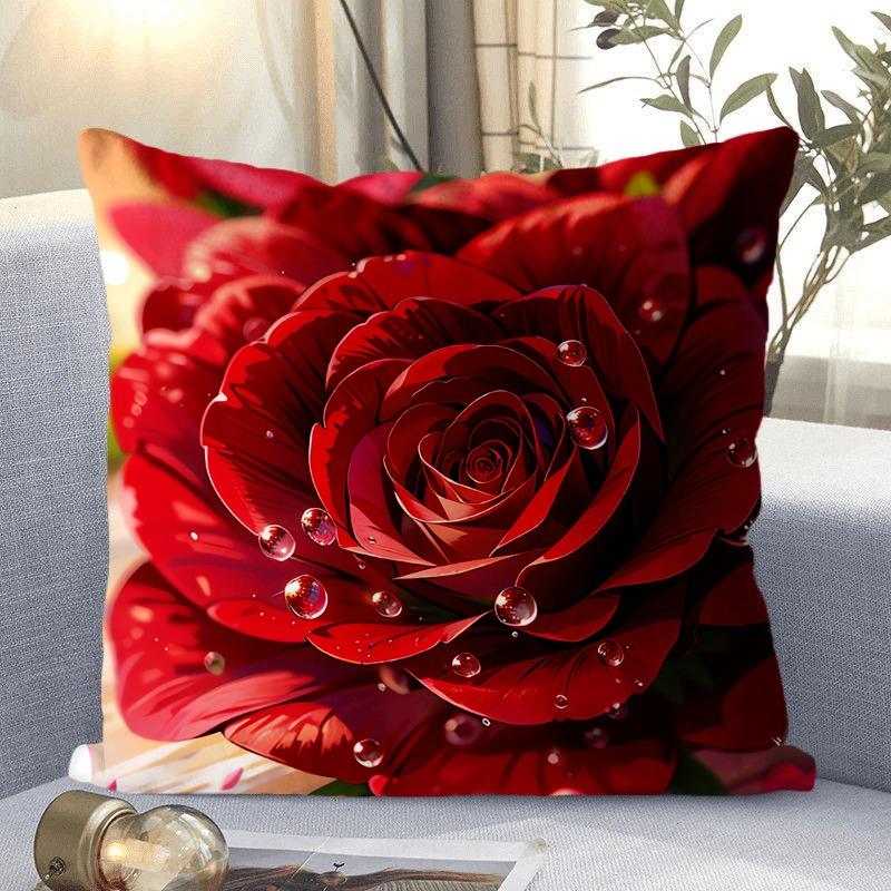 Декоративная наволочка с рисунком розы для гостиной, спальни, квадратная наволочка с подушкой