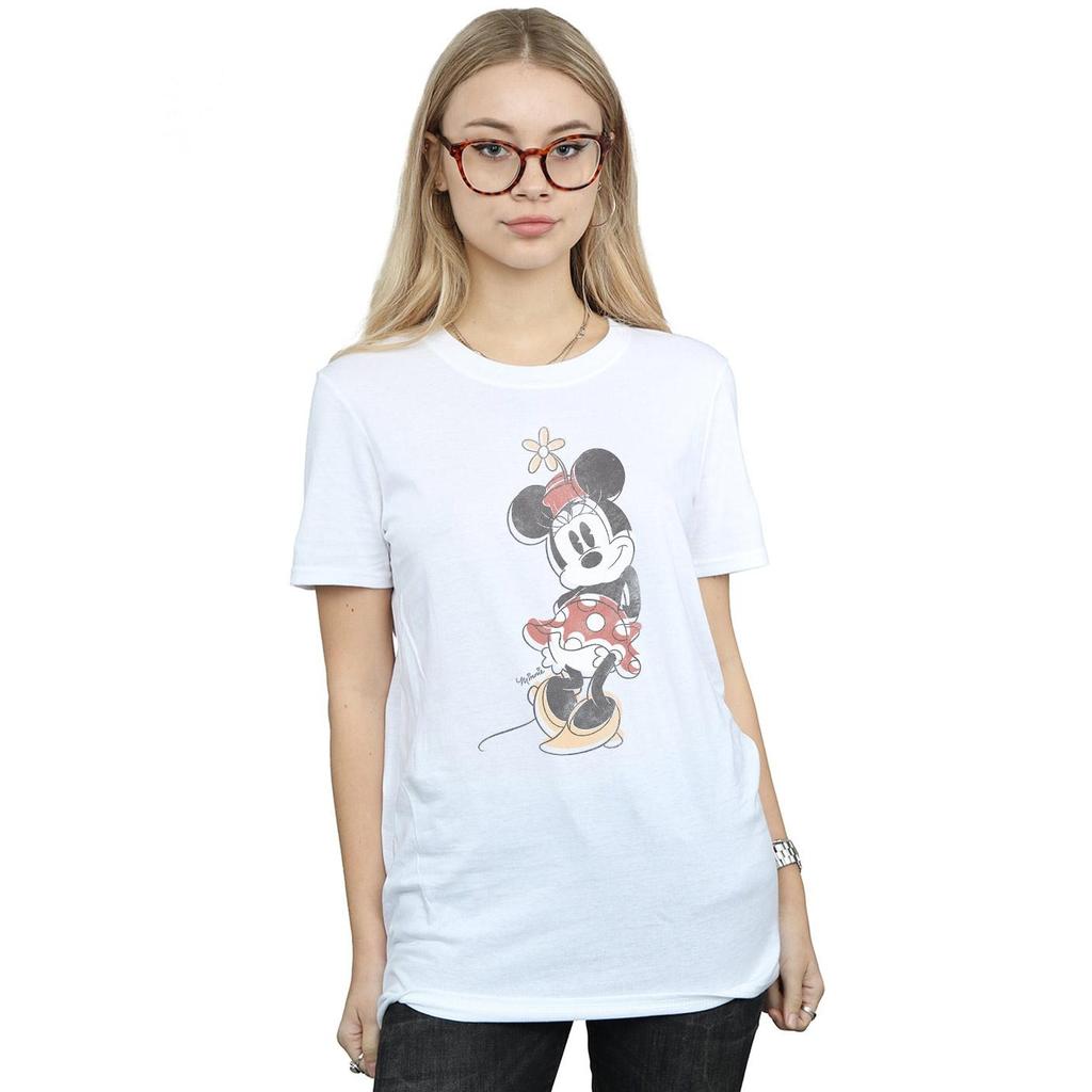 Disney Womens/Ladies Minnie Mouse Offset Cotton Boyfriend T-Shirt