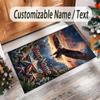 American Patriotic Theme Crystal Velvet Rug Personalized Custom Name Text Soft Floor Mat Home Decor