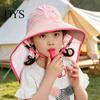 Kids Foldable Camping Hat Summer Sun for Boys Girls, Breathable Mesh Wide Brim Cap with Neck Accessories Flap, Adjustable Strap & Whistle, UV