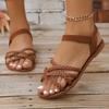 Модные Модные Шлепанцы Повседневные Плоские Сандалии для Женщин Большого Размера Женская Обувь Новый Стиль Плетеный Подъем Эластичная Лента Римские Пляжные Туфли