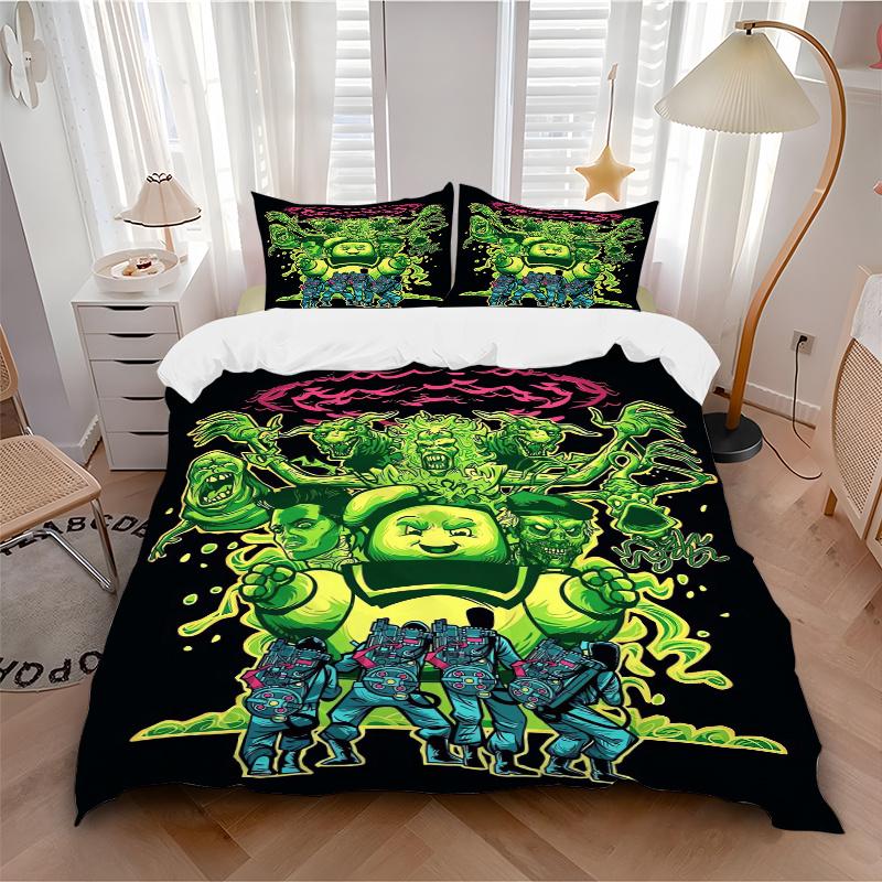 3pcs Ghostbusters Bedding Set 1 Soft Quilt Cover + 2 Pillowcases, Suitable for All Seasons.H040