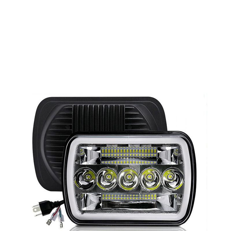 5x7 7x6 дюймов Автомобильные светодиодные фары автомобильные квадратные фары в сборе DRL Янтарный сигнал поворота для XJ YJ Автомобиль Грузовик Мотобайк