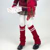 Women Thicken Ribbed Knit Leg Warmer Preppy Style Double Striped Leg Covers Snow Boot Cuffs Over Knee Stacked Long Socks