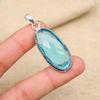 Beautiful Blue Topaz Gemstone Handmade 925 Sterling Silver Pendant Jewelry