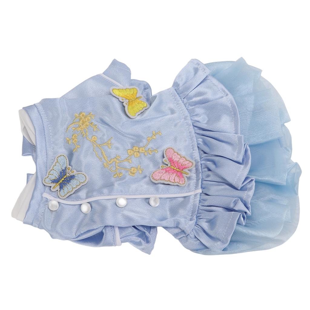 Pet Chinese Style Clothes Spring and Summer Embroidered Skirt Dog Cheongsam Clothes Suitable for Puppy Cat