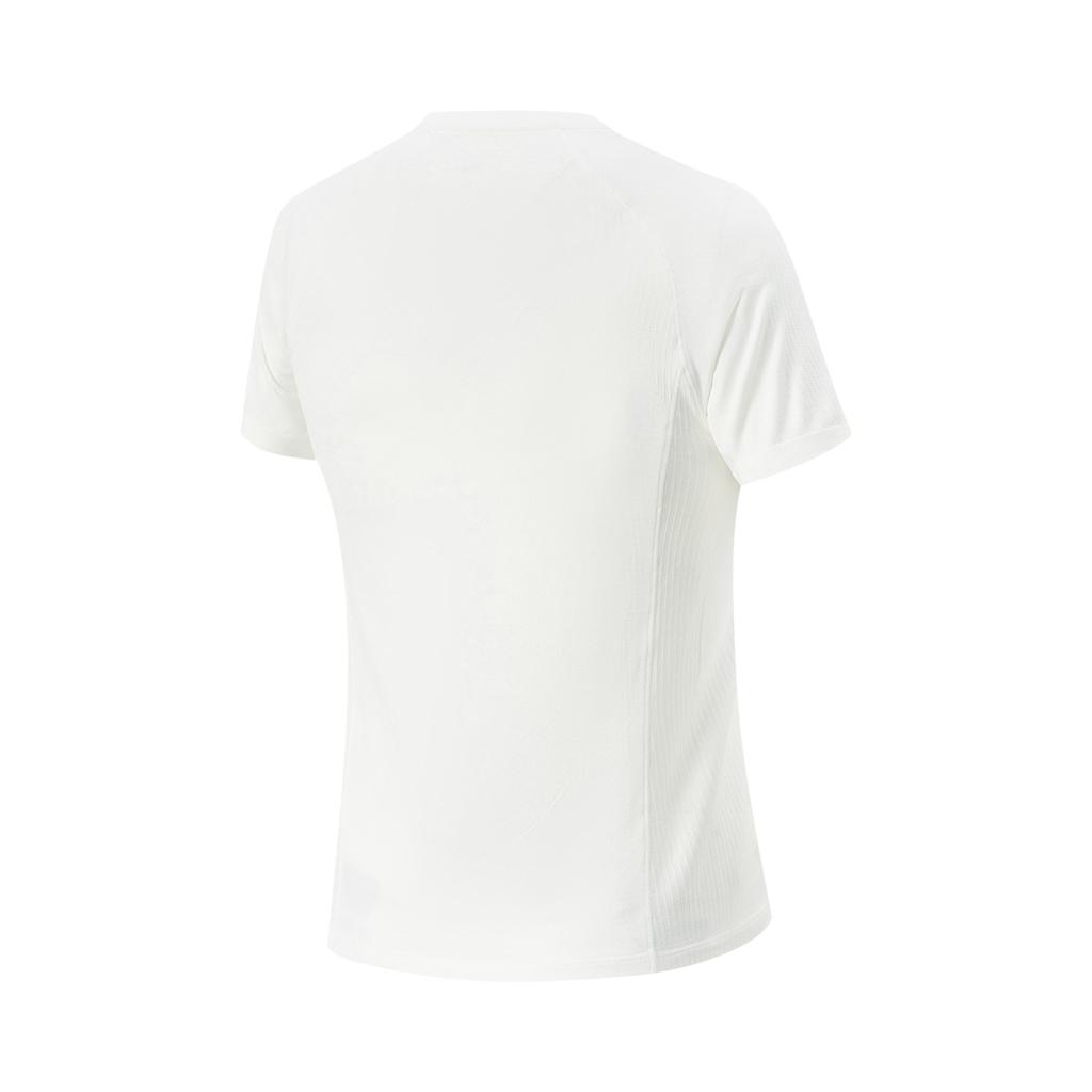 Li-Ning Fitness Series Round Neck Knitted Solid Color Short Sleeve T-Shirt Women Tops Off-White ATSV130-1