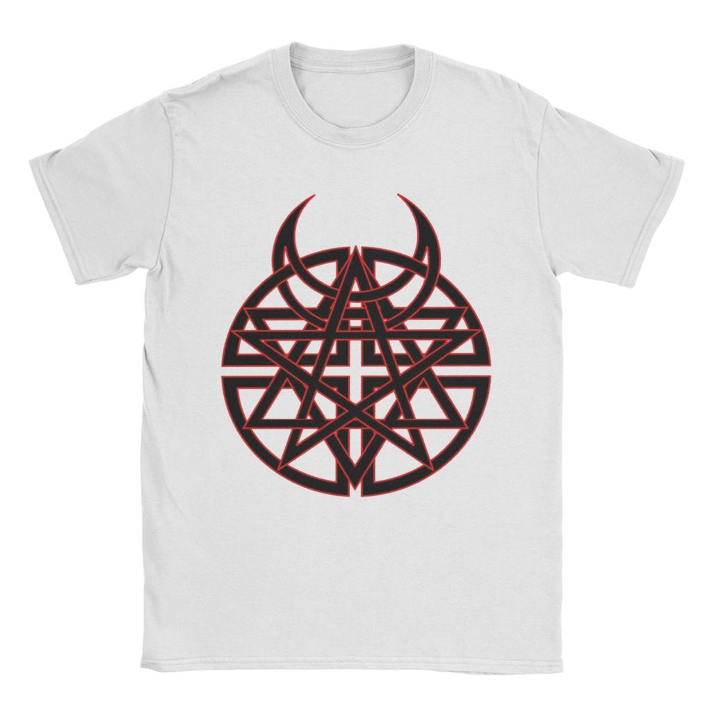 Красные рога гексаграмма Disturbed Music Мужские футболки Повседневные футболки Футболки с коротким рукавом и круглым вырезом 100% хлопок Подарочная одежда