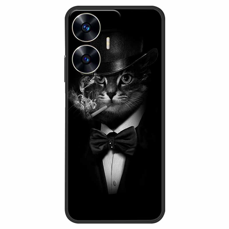 Чехол для телефона Realme C55 Черный Силиконовый Fundas Для Realme C55 RMX3710 ТПУ Мягкая Задняя Панель Coque Звезда Нарисована на RealmeC55 C 55