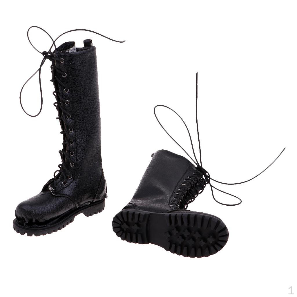 1:6 Scale PU Leather Boots for 12'' //Kumik Figures Black