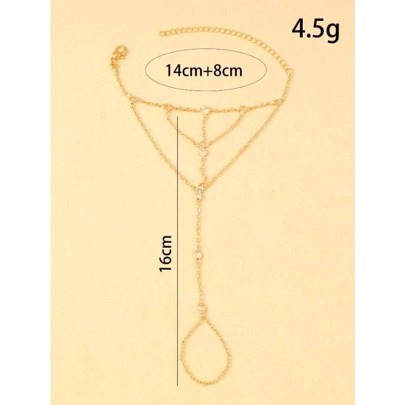 1pc Versatile Diamante Decorated Metal Finger Chain Bracelet, Minimalist Chic Accessory