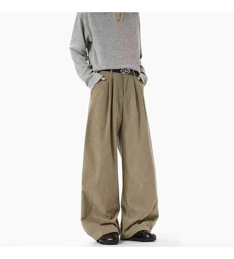 Men's Corduroy Wide-Leg Pants, Autumn/Winter 2025 Retro Loose Casual Style