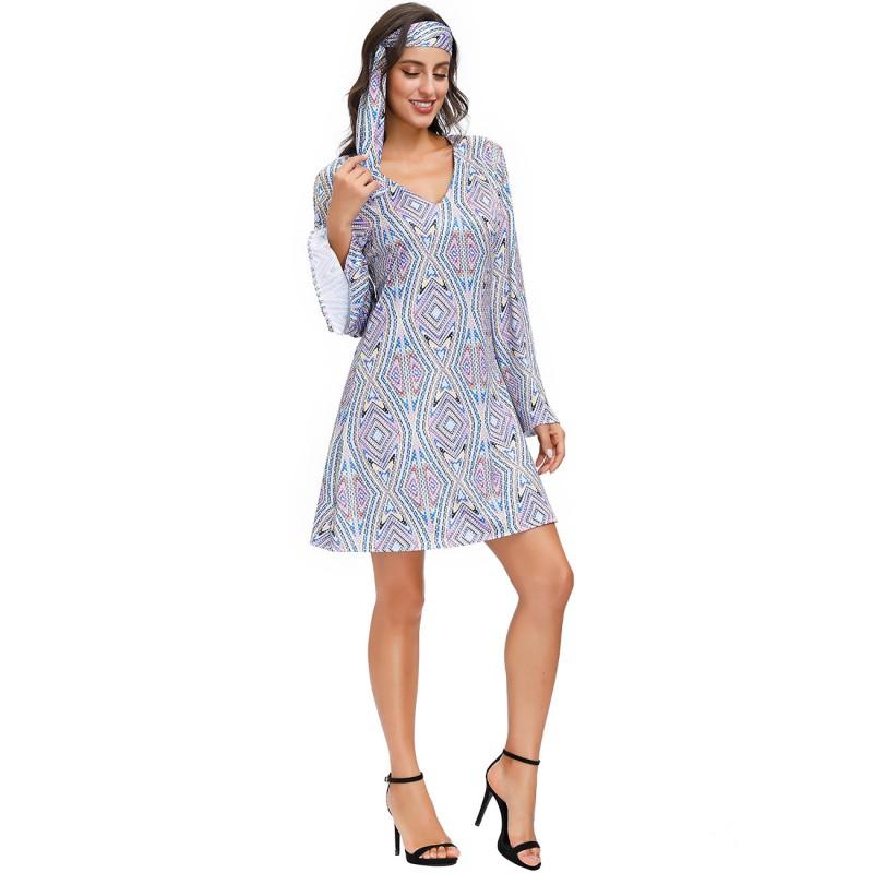 M-XL 70s Disco Performance Costume Women Halloween Cosplay Vintage Retro Party Outfit