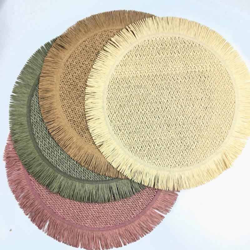 1шт домашний декор теплоизоляционный коврик бумажный тканый коврик для столовых приборов с кисточками и усами тарелка коврик