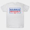 Men Black Print T-shirt Super Large TShirt Harris Obviously - Kamala Harris 2024 Supporter Design No-Cut Transfer Paper Print Cotton Tshirt