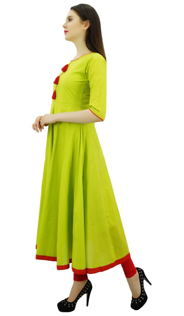 Bimba Женское дизайнерское этническое платье-курти Anarkali Kurta с кисточками