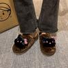 Warm Soft Bottom Home Fluffy Slippers Women 2025 New Autumn and Winter Women Wear Leopard Print Hello Kitty Slippers