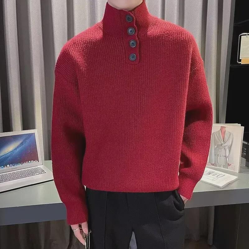 Мужская повседневная свободная толстая водолазка 2024 года