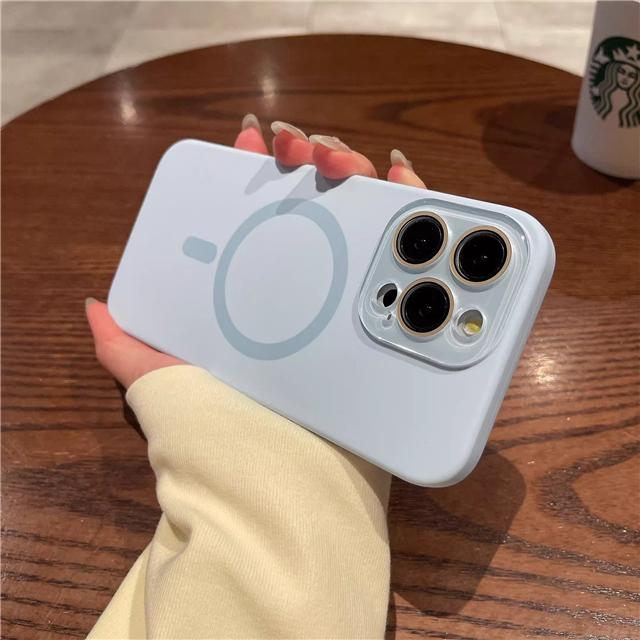 Роскошный чехол для iPhone 16 Pro Max из жидкого силикона с магнитной фиксацией Magsafe для iPhone 12 13 14 15 16 Plus Защитная крышка для объектива