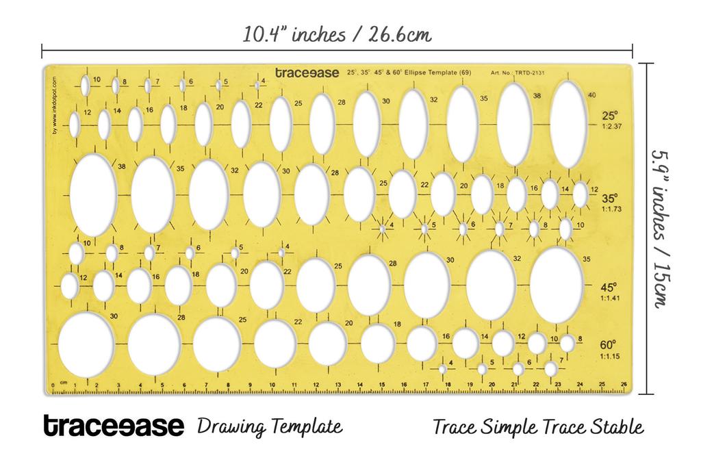 Traceease Геометрический чертежный шаблон эллипса трафарет для рисования, шаблон для проектирования измерительная линейка