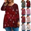 Women's Fashion Large Size Round Neck Long Sleeve Casual Christmas Print Loose Pullover Top