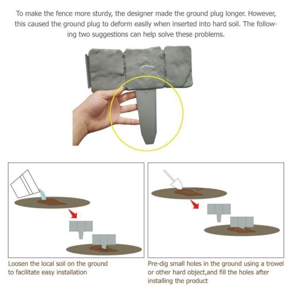 Эффект серого камня, кромка газона, граничащая с булыжником, садовая ограда | Клумба, травяной садовый забор, 10 шт.