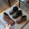 2024 New Winter Children's Boots Causal Black Brown Girls Short Boots Thick Bottom Versatile Kids Fashion Cotton Boots Round-toe