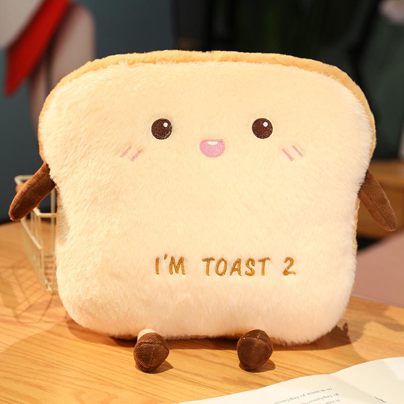 Creative Toast Hand Warmer Cushion – Cute, Skin-Friendly, Soft, and Cozy Pillow with Hand Inserts