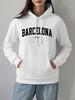 Барселона Испания Печатные Худи Женские Зимние Флисовые Теплые Свитшоты Удобные Повседневные Пуловеры Базовые С Карманом Женская Одежда