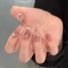 Butterfly Cat Eye Blush Fairy Bridal Press-On Nails, Medium-Long Stickers for 2025 New Year Style