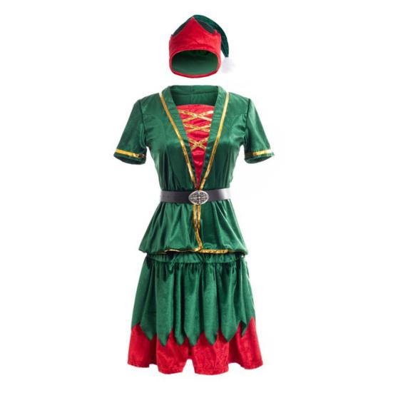 Рождественский костюм Санта-Клауса для косплея с шапкой, юбкой, брюками, поясом, сценическим шоу