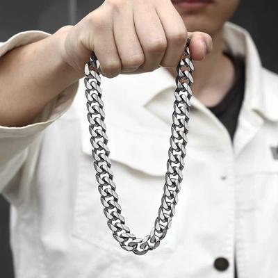 Мужская серебристая цепочка из нержавеющей стали 60 см, водонепроницаемая и устойчивая к выцветанию, кубинская панк-хип-хоп цепочка KTJ