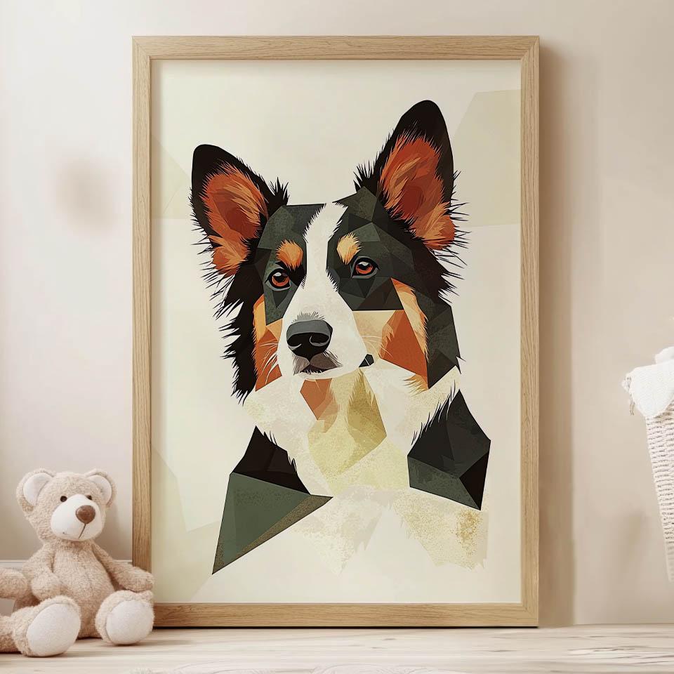 Plakat Uroczy Border Collie Plakat Uroczy Border Collie, 60X90 Cm, Rama Aluminiowa Złota, Papier Matowy 230 Gsm