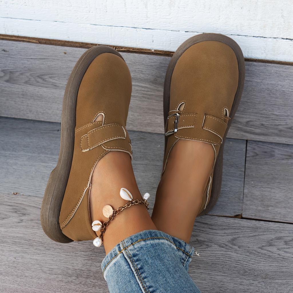 Модная весна-осень женская обувь на низком каблуке, удобная обувь для отдыха, женские классические мягкие лоферы, туфли-лодочки, женская ретро обувь в британском стиле с пряжкой, на толстой подошве