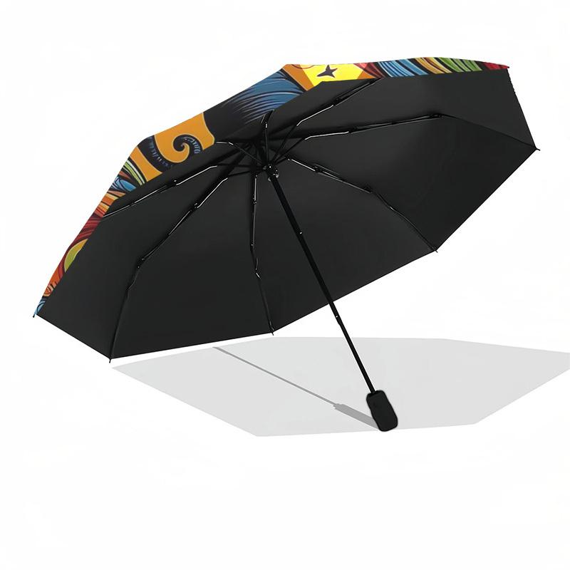 1pc Stained Glass Tree of Life Auto Open Close Umbrella, Portable Folding Design with 8 Bones Iron Frame, Outdoor Umbrella for Fans, Travelers, Daily