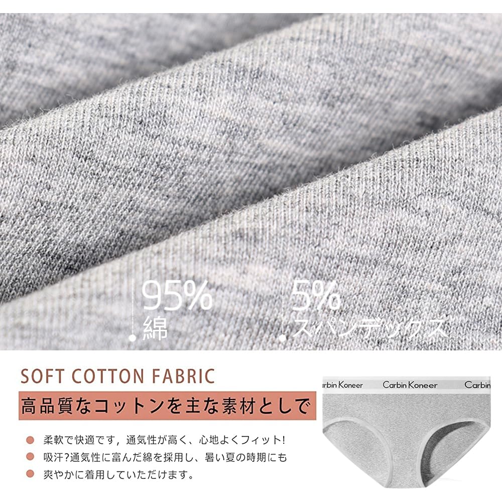 Carbinkoneer Plus Women's Panties, 100% Cotton, Cute, Breathable, Stretchy, Sizes, 5-Pack (JP, Alphabet, L, 5-Pack)