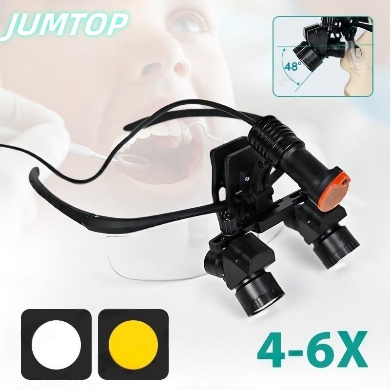 Стоматологические лупы 4X-6X, бинокулярная медицинская лупа с налобным фонарем 5 Вт, зрачок 300-600 мм, регулируемая хирургическая линза, стоматологическое оборудование