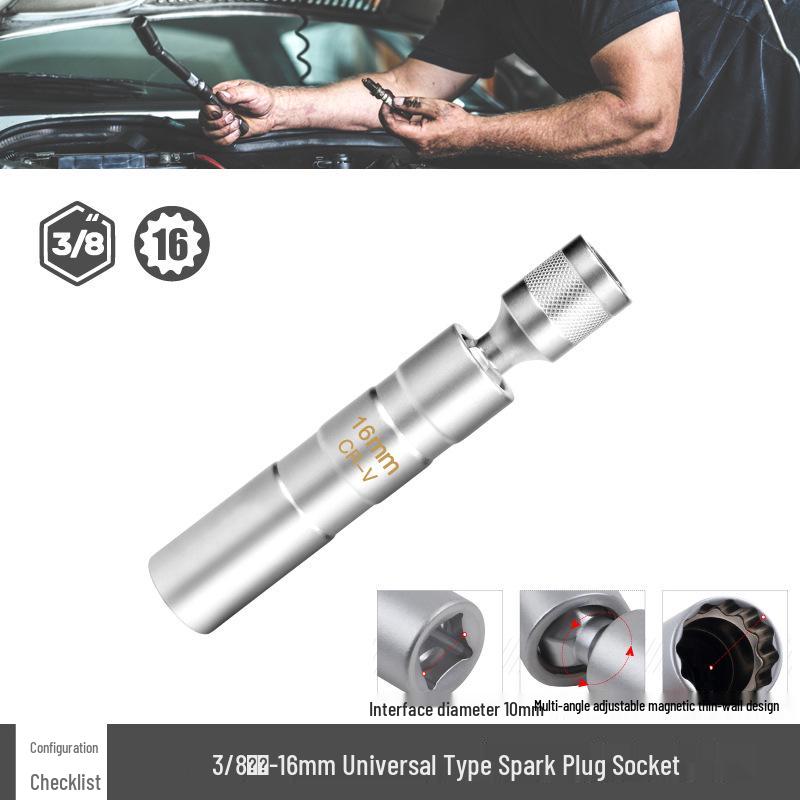3/8" Medium Fly Spark Plug Socket | 14mm & 16mm Ultra-Thin Magnetic Removal Tool