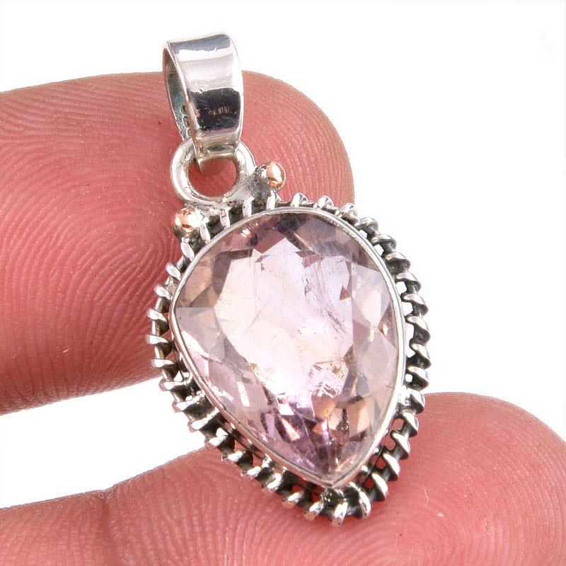 Natural Ametrine Gemstone Handmade 925 Solid Sterling Silver Pendant 1" d8R78