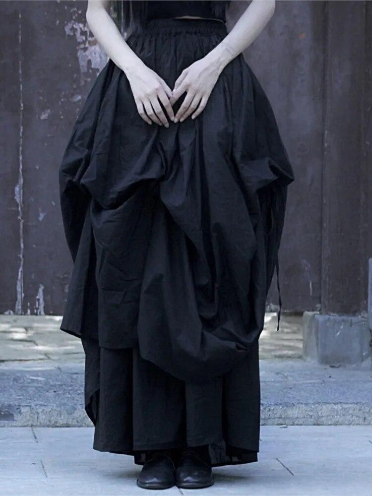 Johnature Осенняя женская юбка в китайском стиле, повседневная однотонная хлопковая винтажная юбка в стиле ретро