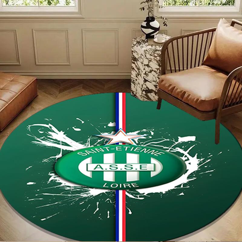 1PC Green Saint-Etienne Football Round Rug for Livingroom,Bedroom, Palyroom, Chair Rug, Area rug, Circle Carpet, Large Size Fan Christmas gift