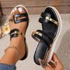 Women's Colorblock Trendy Sandals, Slip On Casual Summer Beach Slides, Non-slip Wedge Slides