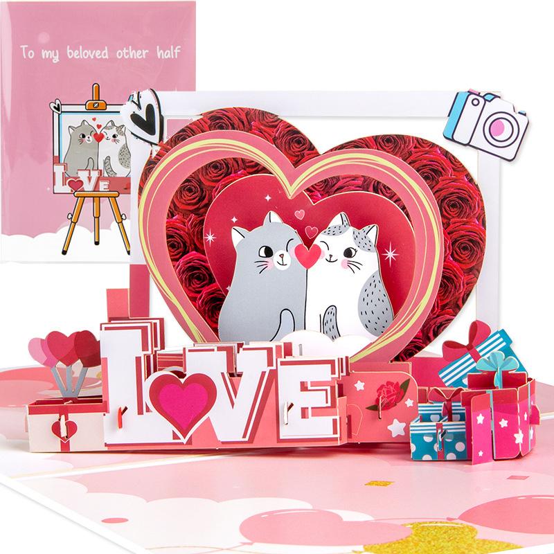 3D Pop Up Love Card For Wife And Girlfriend Gift For Valentines Day Anniversary Wedding Invitation Greeting Thank You Cards