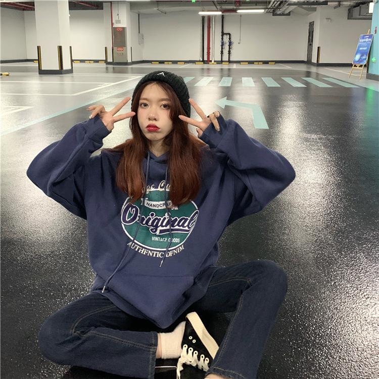 Women Long Sleeve Hooded V Neck Loose Pullovers Female Tops Solid Color Sweatshirts