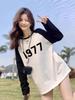 Women's Panda Cute Color Block Raglan Sleeve T-Shirt - Spring/Autumn Loose Fit, Cotton Layered Top